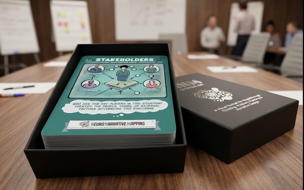 NNM System Kit card deck in presentation box on table